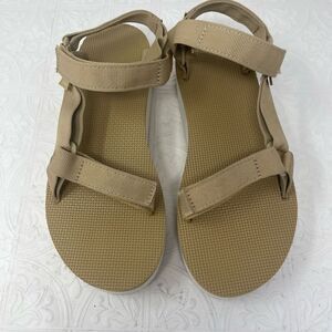 Teva Tan Beige Flatform Universal Platform Strappy Sandals Size 10